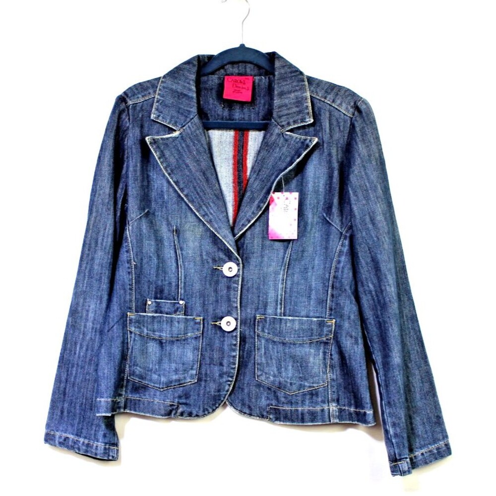 Carols Denims Fitted Jean Jacket Sz 1X Western Cowgirl Cottagecore Fitted Style